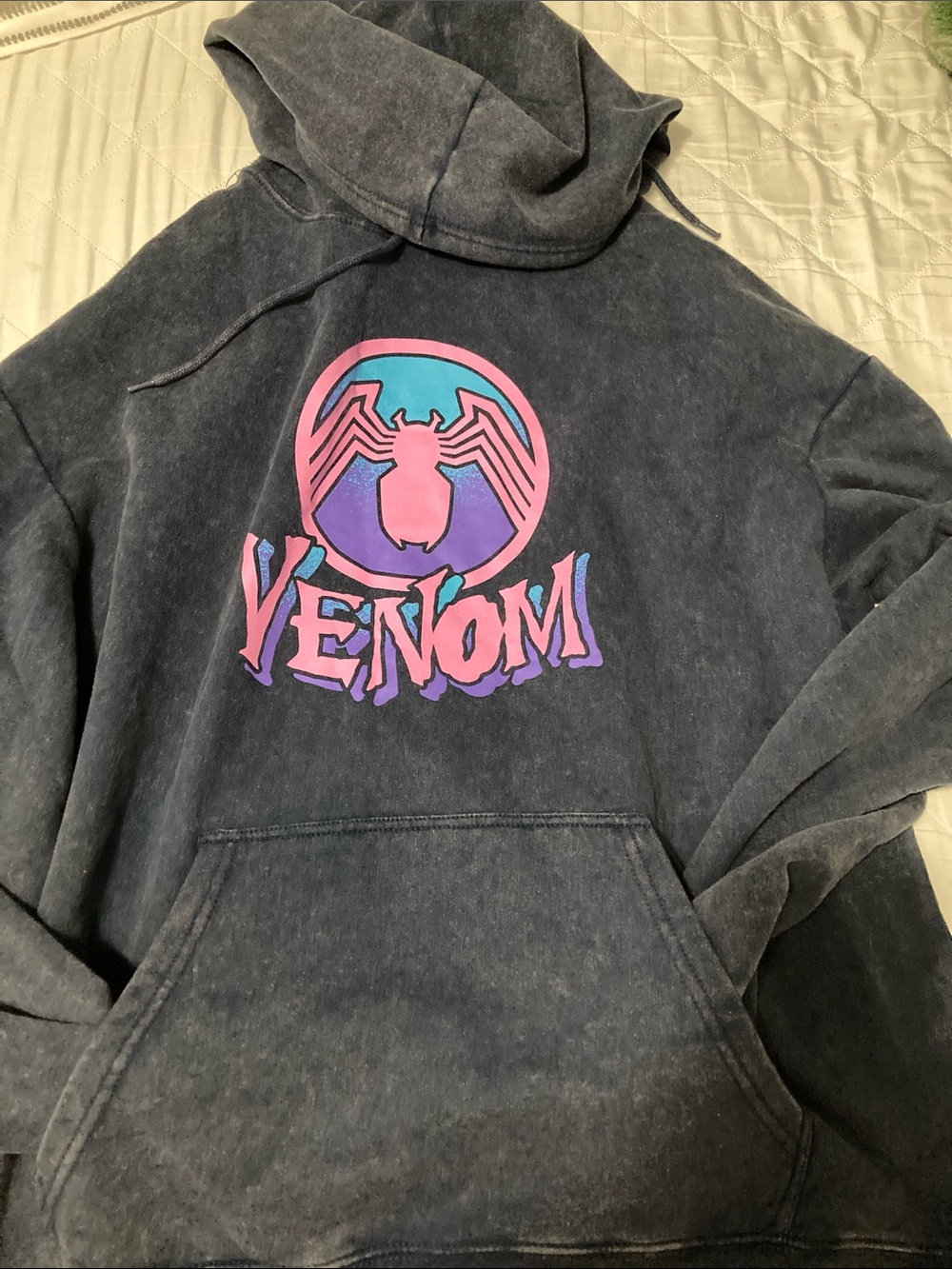 Marvel Venom Hoodie in Black with Pink & Blue Graphic